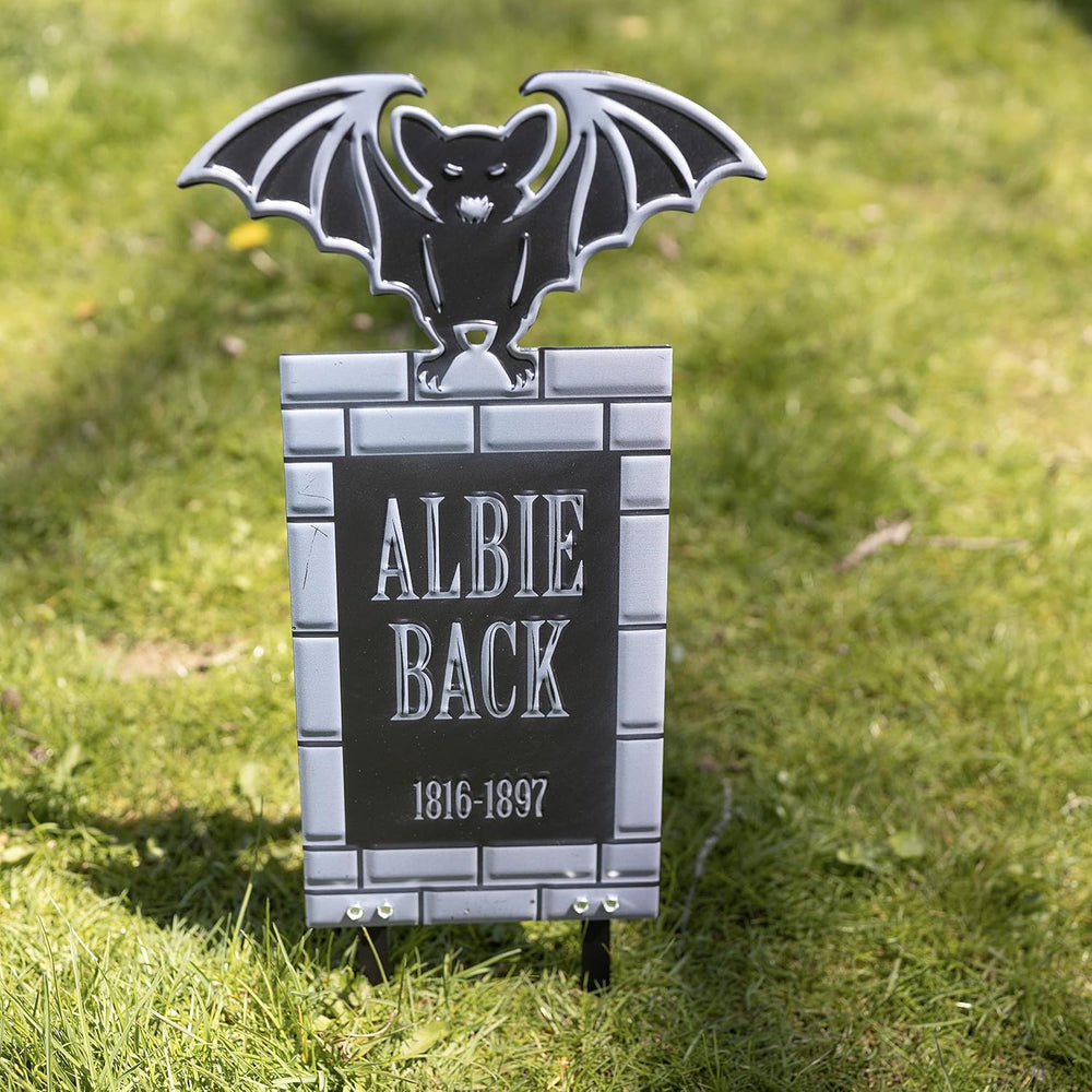 3-D Metal Halloween Ghost Cemetery 17" Tombstones - Full Set of 5 w Stakes