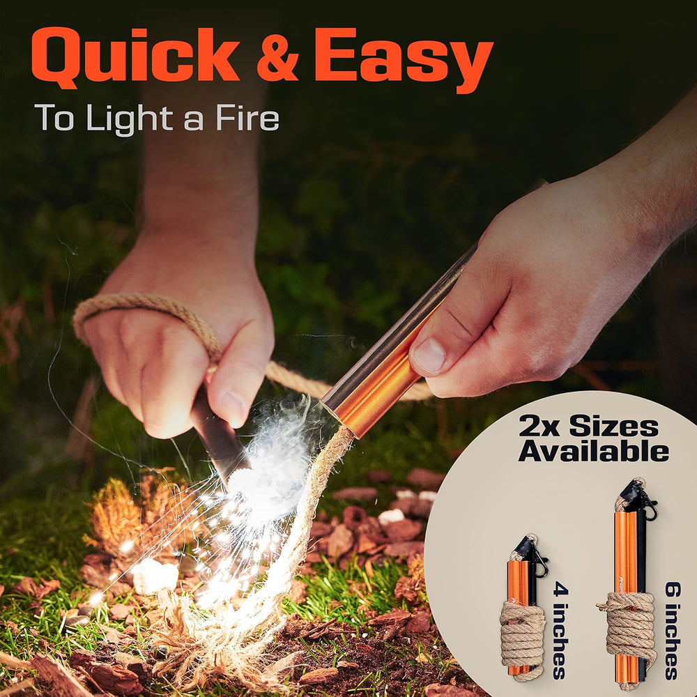 PREPARED4X Fire Starter Survival Tool, Ferro Rod Flint and Steel Kit