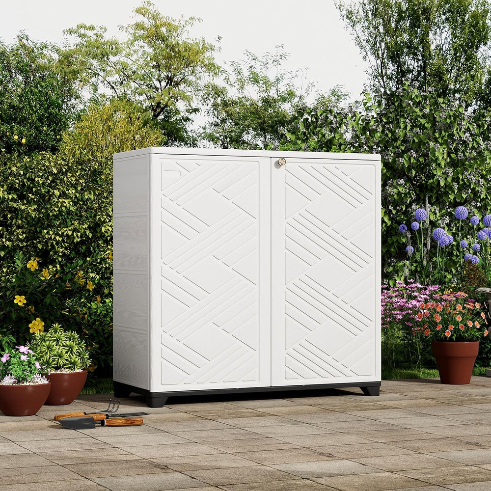 ZZM Indoor/Outdoor Storage Cabinet Waterproof, 34"x15"x34" Pla...