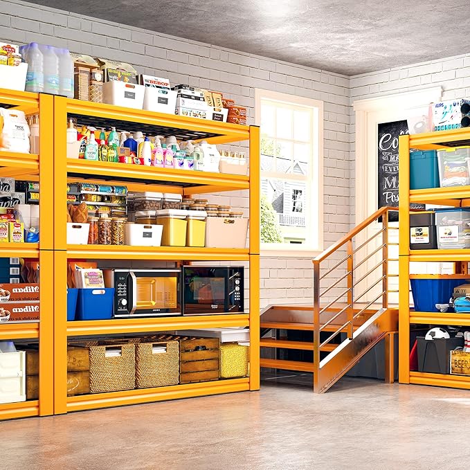 REIBII Garage Shelving Load 3000LBS, 5-Tier Storage Shelves, Adjustable Heavy
