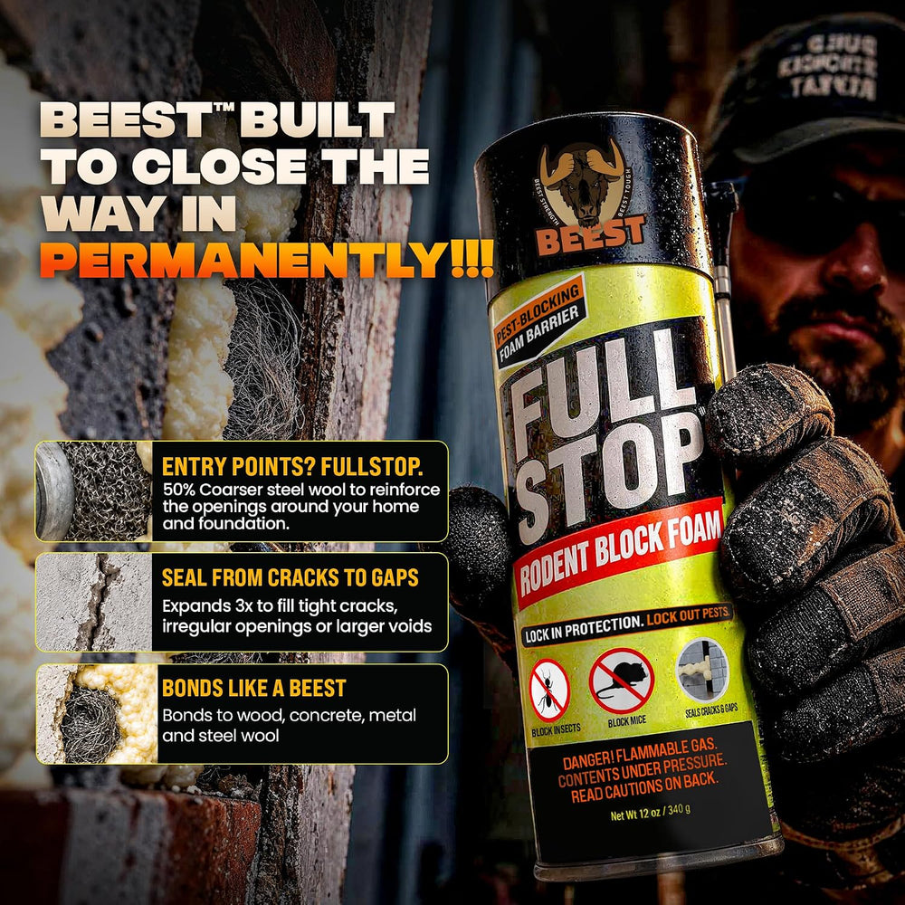 BEEST FullStop Spray Foam Sealant for Rodent Entry Gaps, 12 oz - 2 Pack