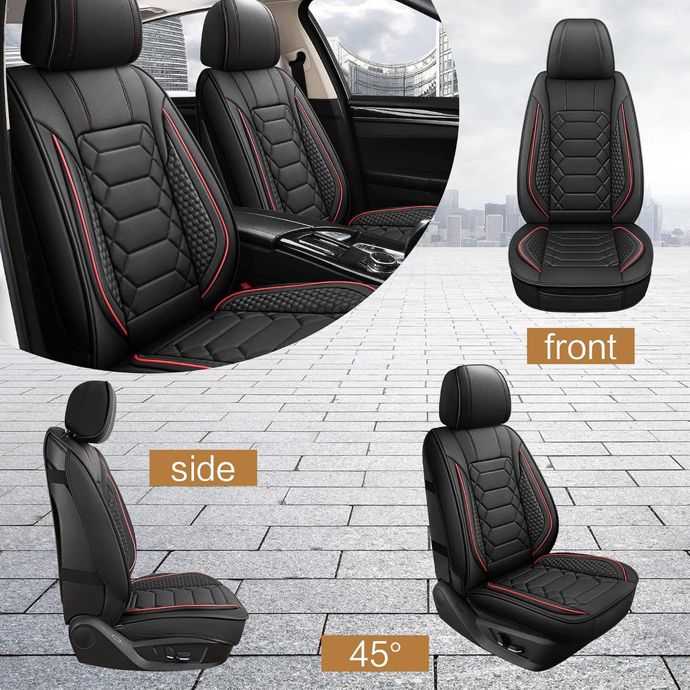 HAIYAOTIMES Leather Car Seat Covers Front Pair, Waterproof Faux Leather Seat ...