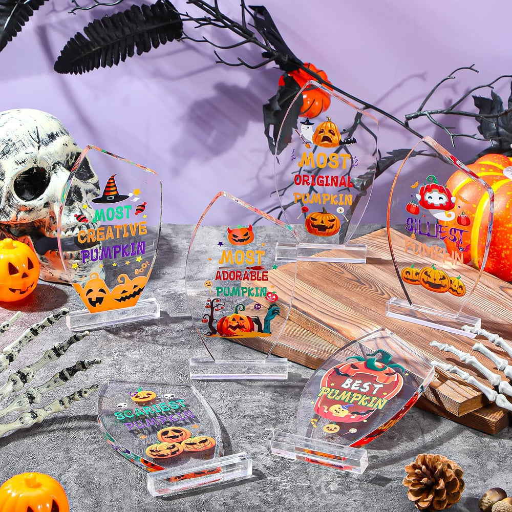 Pinkunn 6 Pcs 7.3'' Acrylic Halloween Trophy Awards