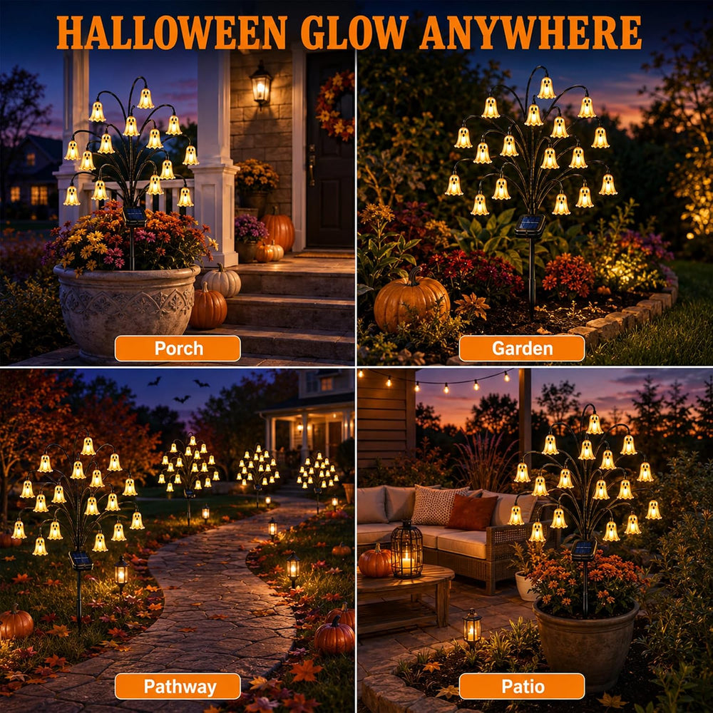 Outdoor Halloween Decorations, Solar Ghost Stake Lights for Yard