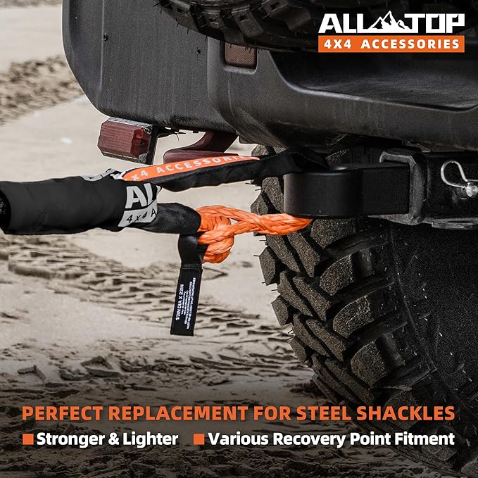ALL-TOP Synthetic Soft Shackle Rope 1/2in x 22in UHMWPE Recovery Tow Shackles...
