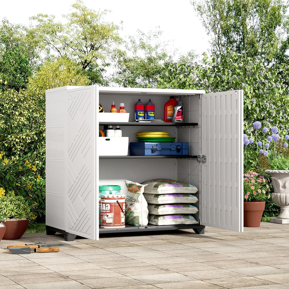 ZZM Indoor/Outdoor Storage Cabinet Waterproof, 34"x15"x34" Pla...