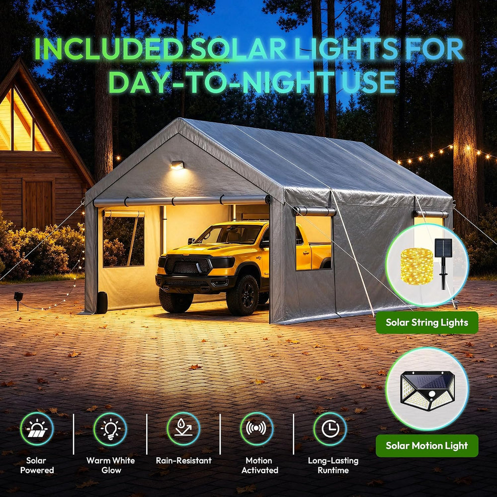 10x20FT Carport Heavy Duty Portable Garage Storage Tent with Large Rolll UP W...