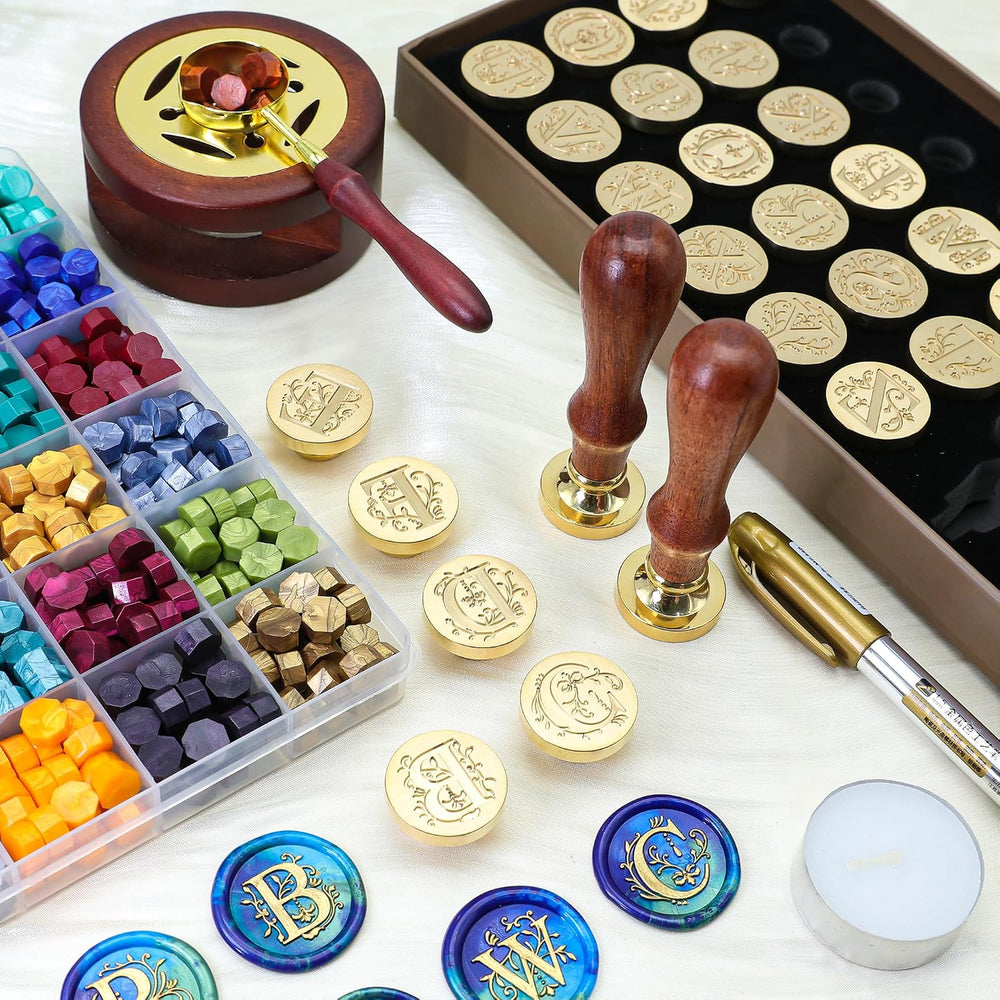 SWANGSA Initial Alphabet A-Z Wax Seal Kit with 624pcs Sealing Wax Beads, Furn...