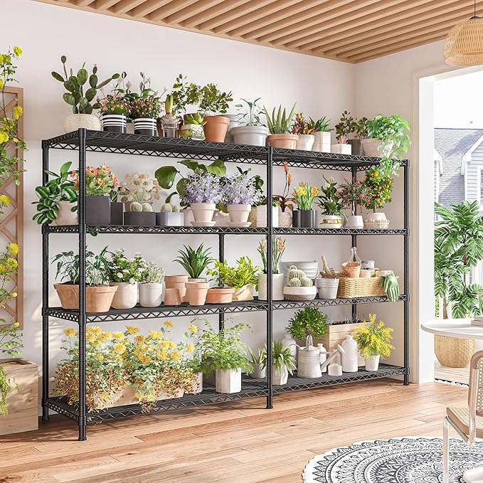 REIBII 72.8" W Storage Shelves Load 1500LBS, 4 Tier Metal Shelving Unit ...