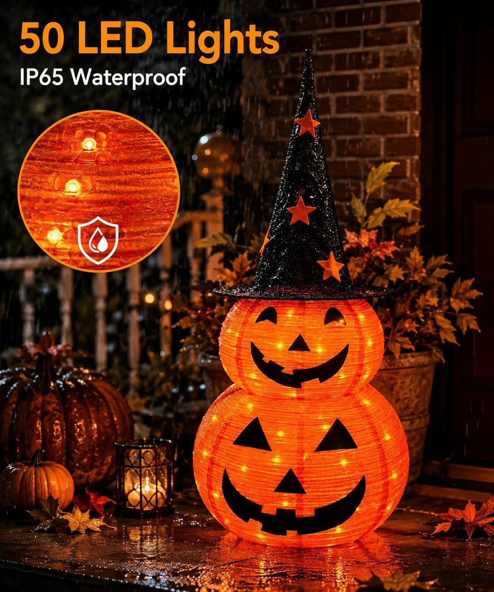 3FT Prelit Halloween Pumpkin Decoration, Pop Up Jack-o-Lantern