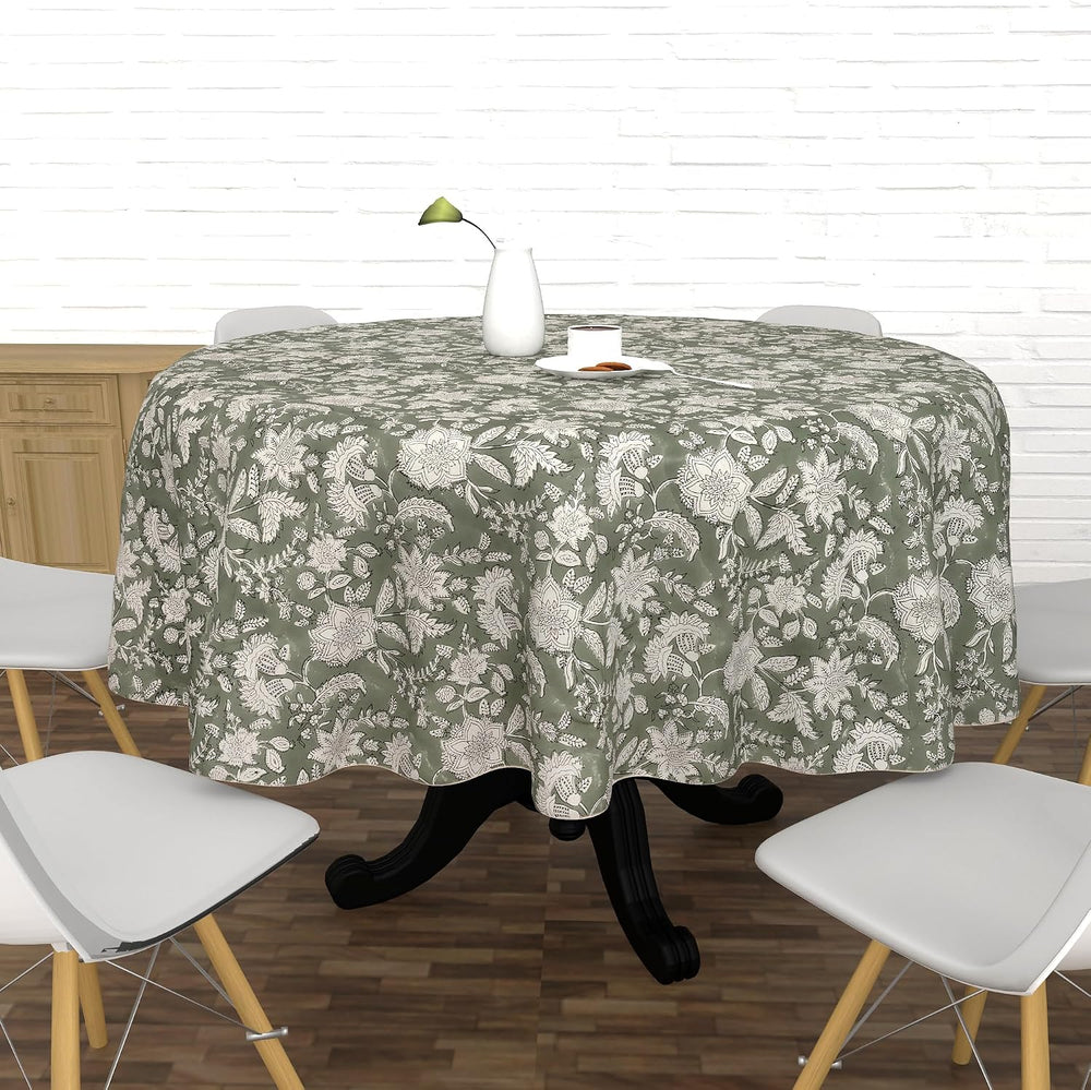 FYNITE Forest Frost Tablecloth | 72" Inches Round | 100% Cotton | Hand B...