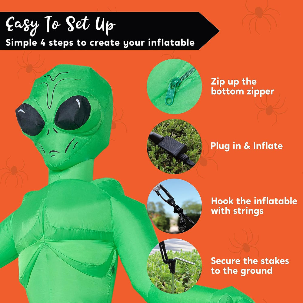 Joiedomi 9 FT Tall Halloween Inflatable Decoration Outside, Blow Up Alien Inf...