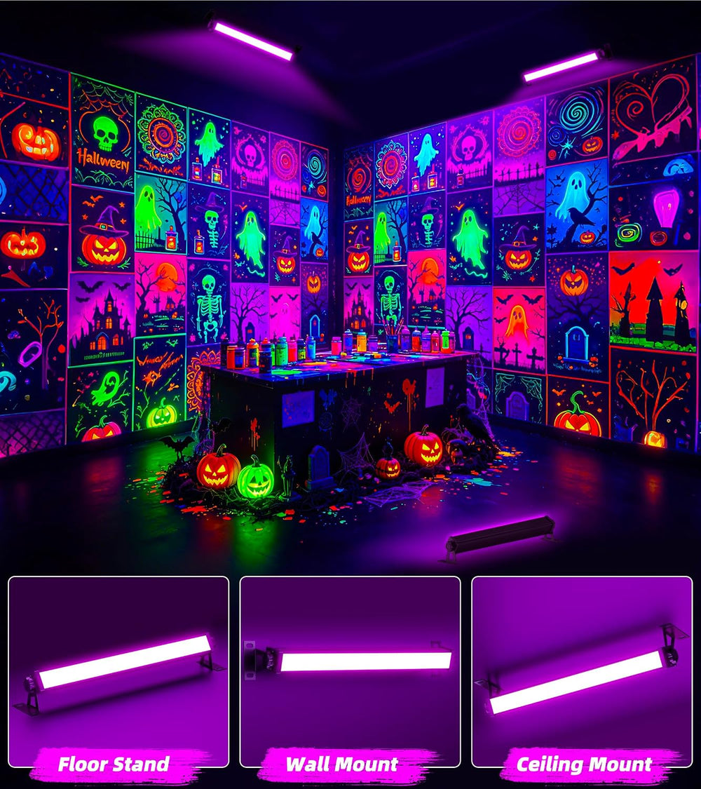 TigQiang 42W 6 Pack Black Light, Halloween Blacklight, Glow Party Supplies