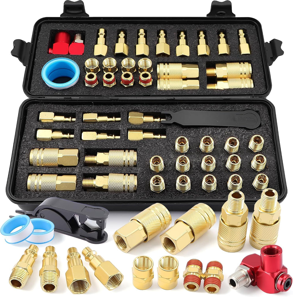 48Pcs 1/4"NPT Air Coupler & Plug Kit,Male Female Quick Connect Air F...