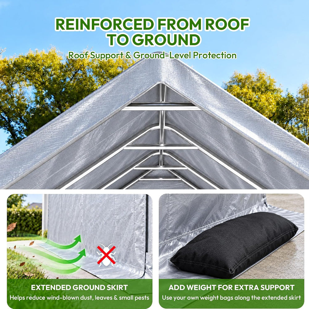 Heavy Duty Carport Canopy 13x25FT,Extra Large Portable Car Tent Garage with R...