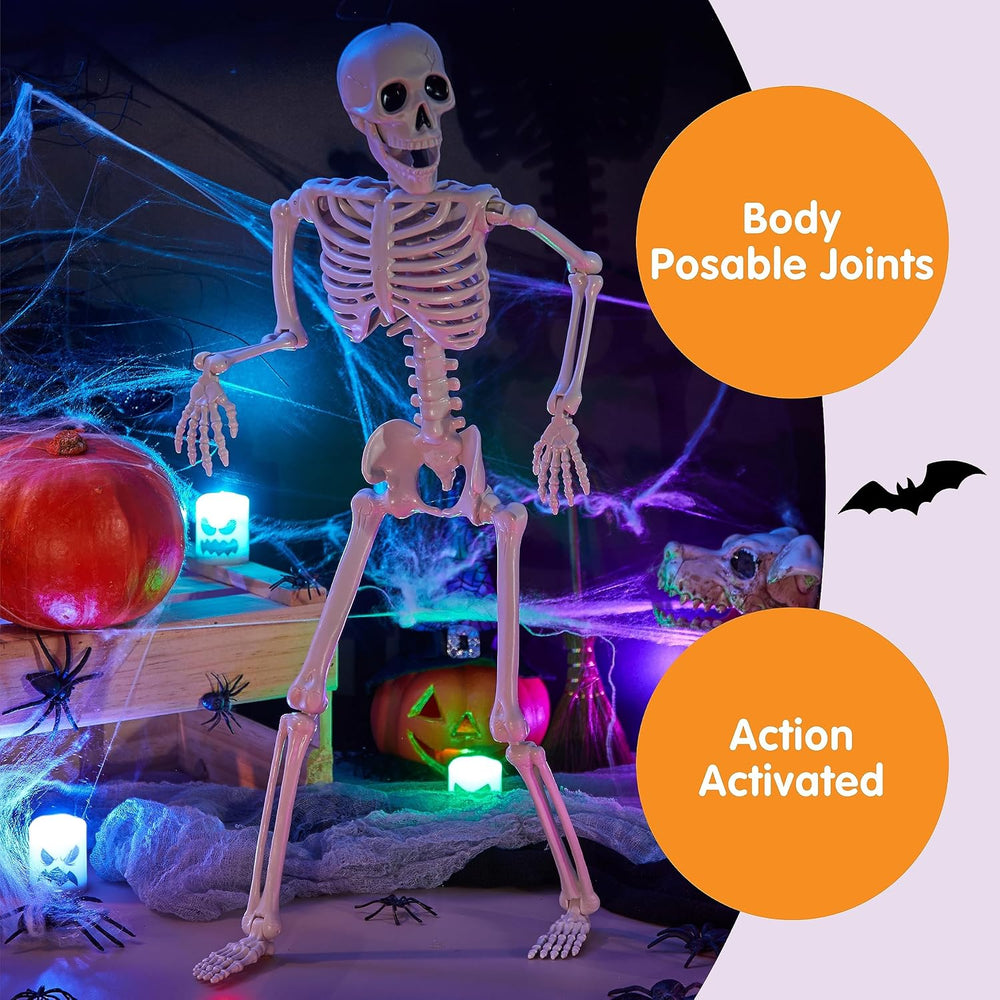 JOYIN 12 PCS 16" Halloween Skeleton Decor, Full Body Movable Stayable Jo...