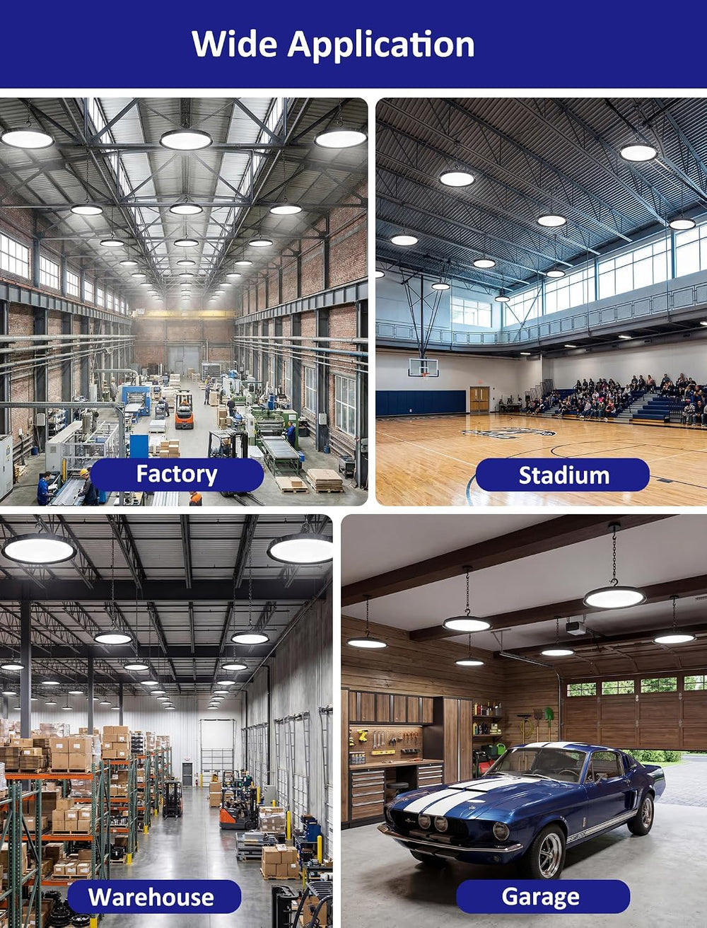 400W UFO High Bay Lights 60000LM LED Shop Light Plug & Play 10 Pack