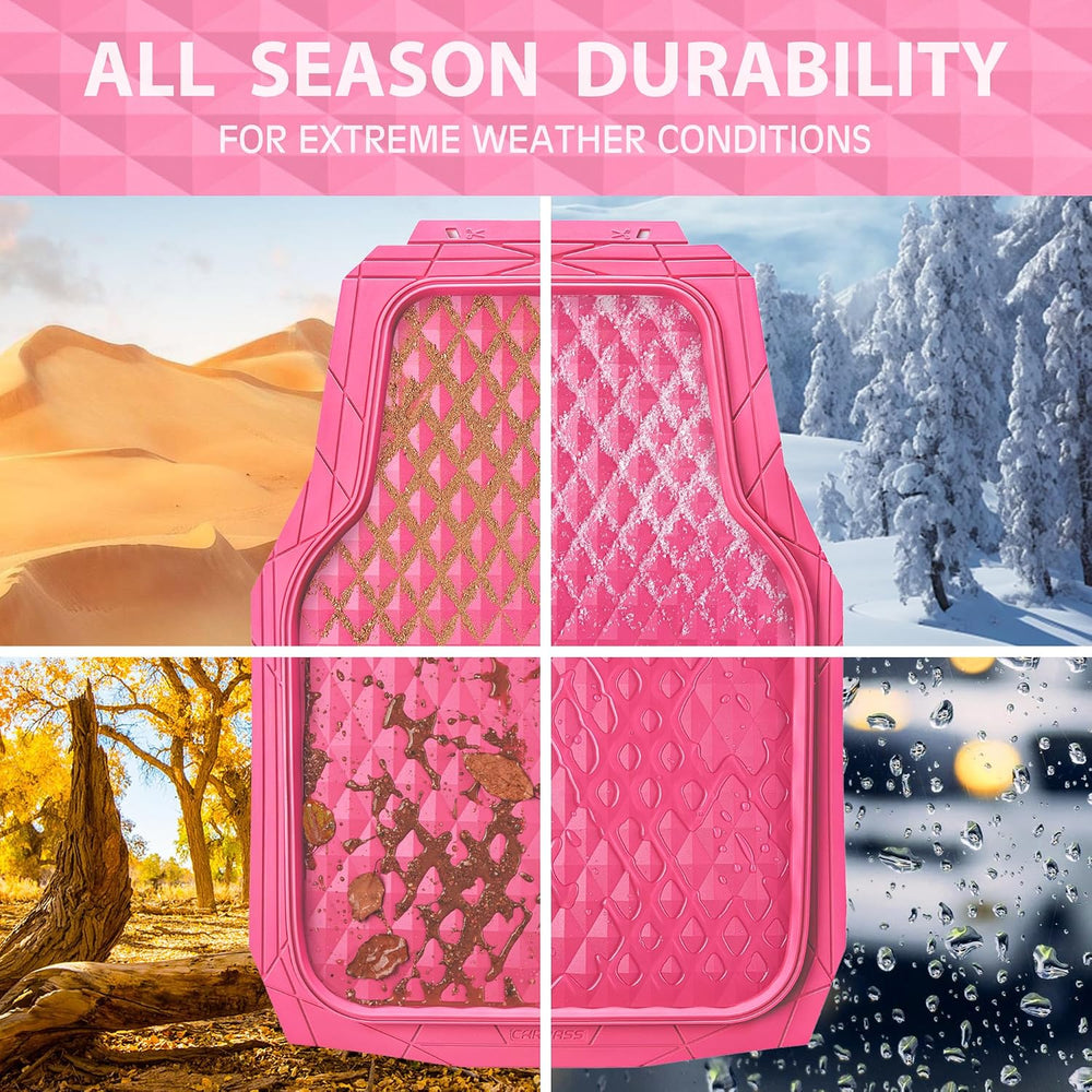 CAR PASS Heavy Duty Rubber Hot Pink Car Floor Mats & Cargo Liners, Deep D...