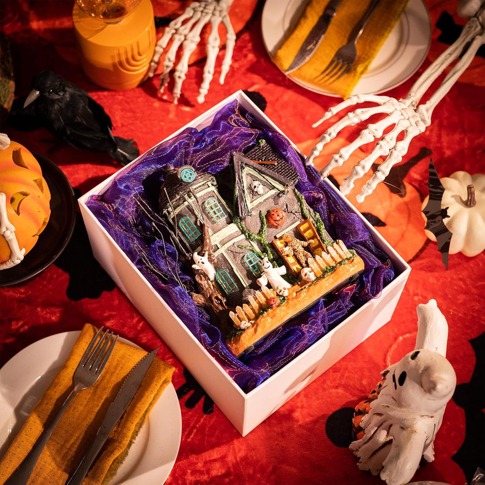 Valery Madelyn Halloween Decorations, Lighted Halloween Village Houses with M...