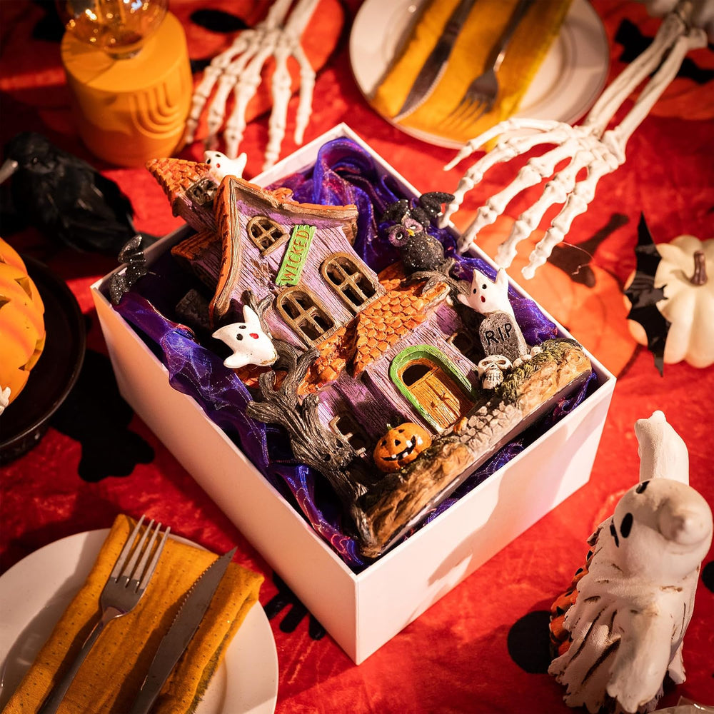 Valery Madelyn Halloween Decorations, Lighted Halloween Village Houses with L...