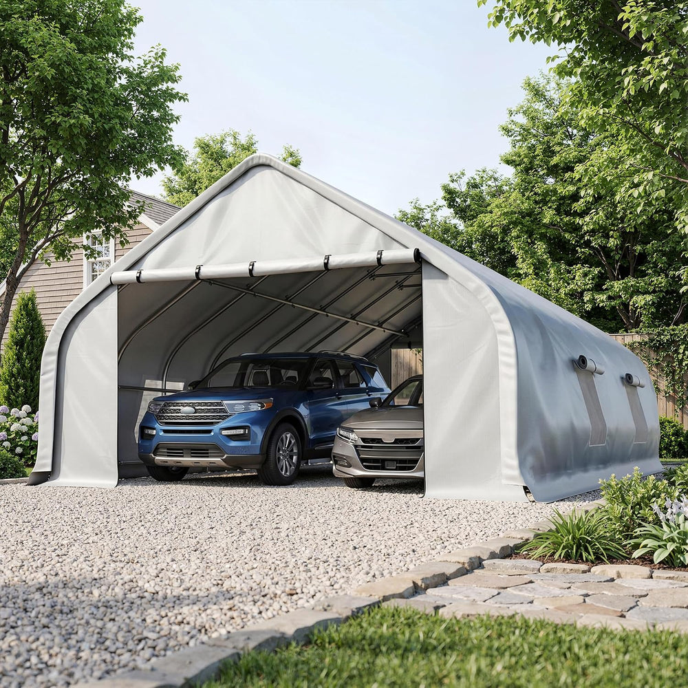 AirWire 20x30 FT Heavy Duty Curved Carport, Portable 2 Car Tent Garage