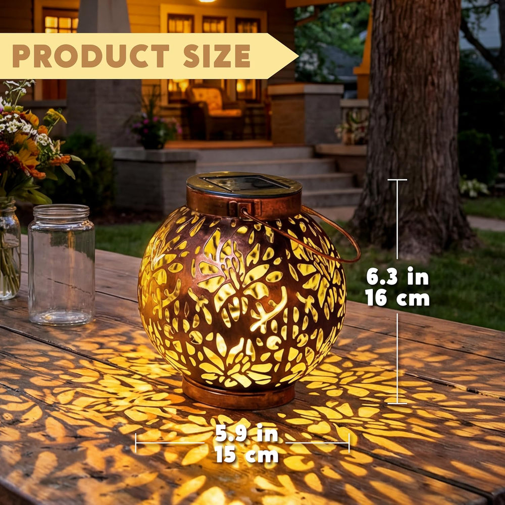 JOIEDOMI 2 Pack Outdoor Solar Hanging Lantern Lights, Waterproof Tabletop wit...