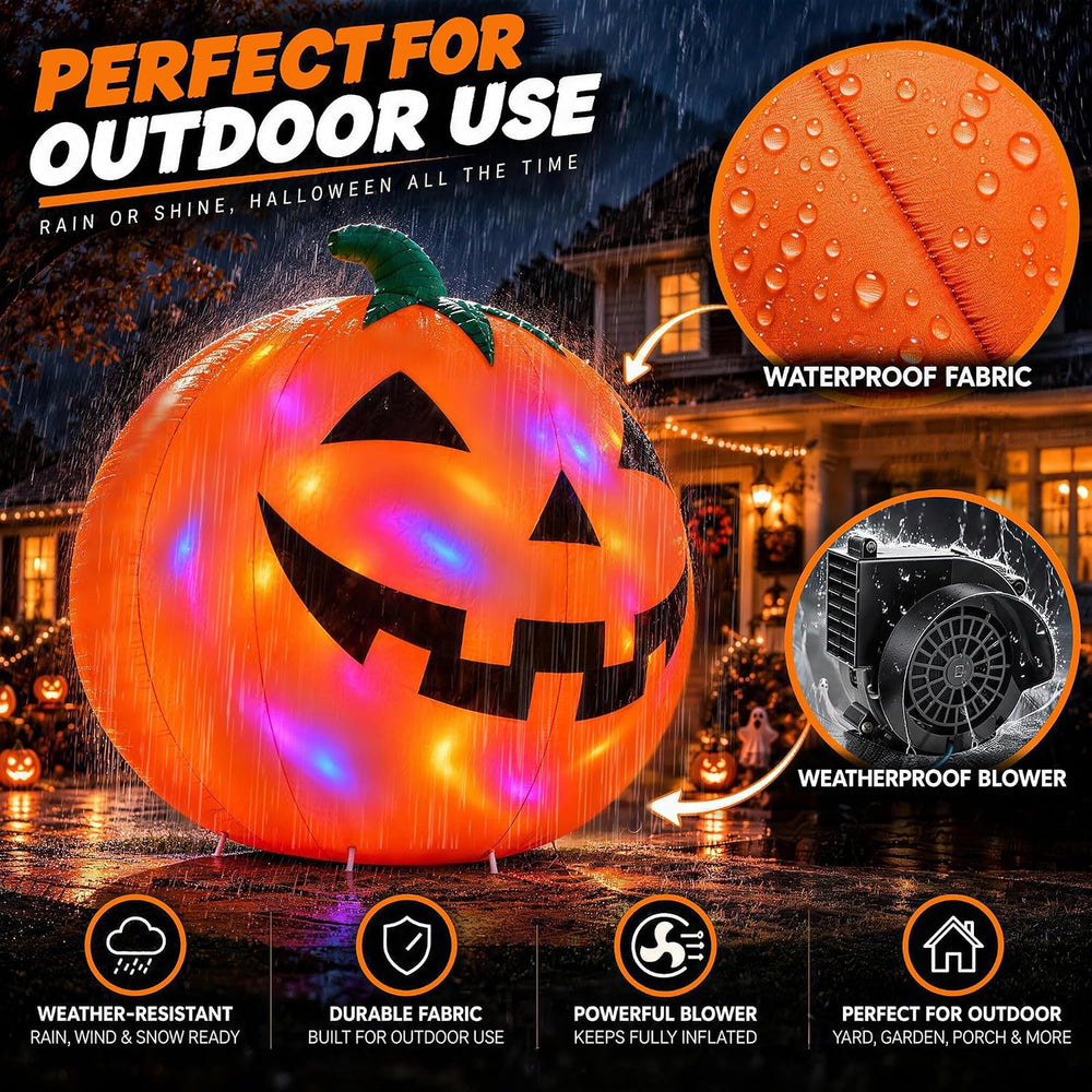 ZPISF 12 FT Halloween Inflatables Giant Pumpkin with Rotating LEDs