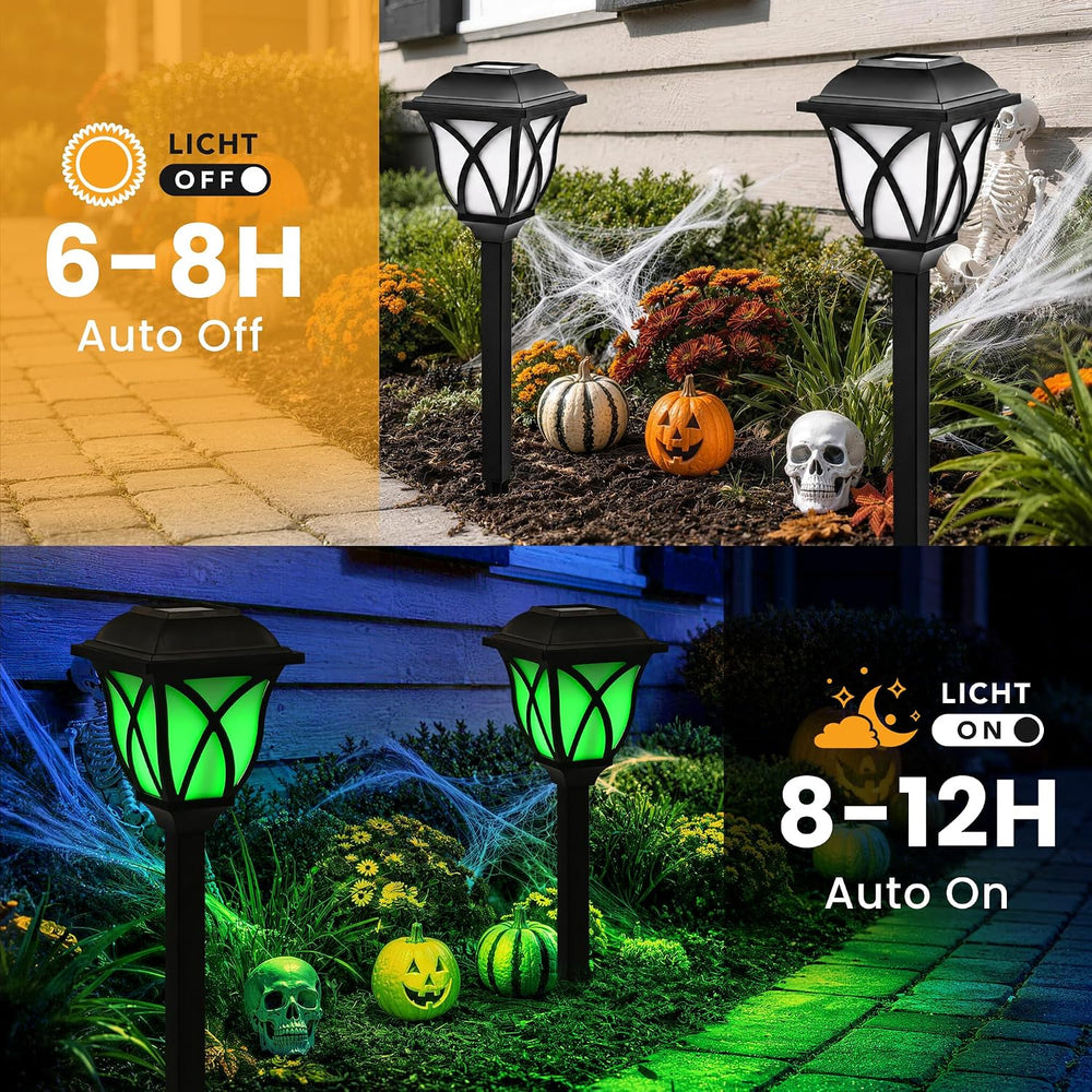 GIGALUMI Solar Halloween Lights Outdoor, LED Solar Pathway Lights 8 Pack