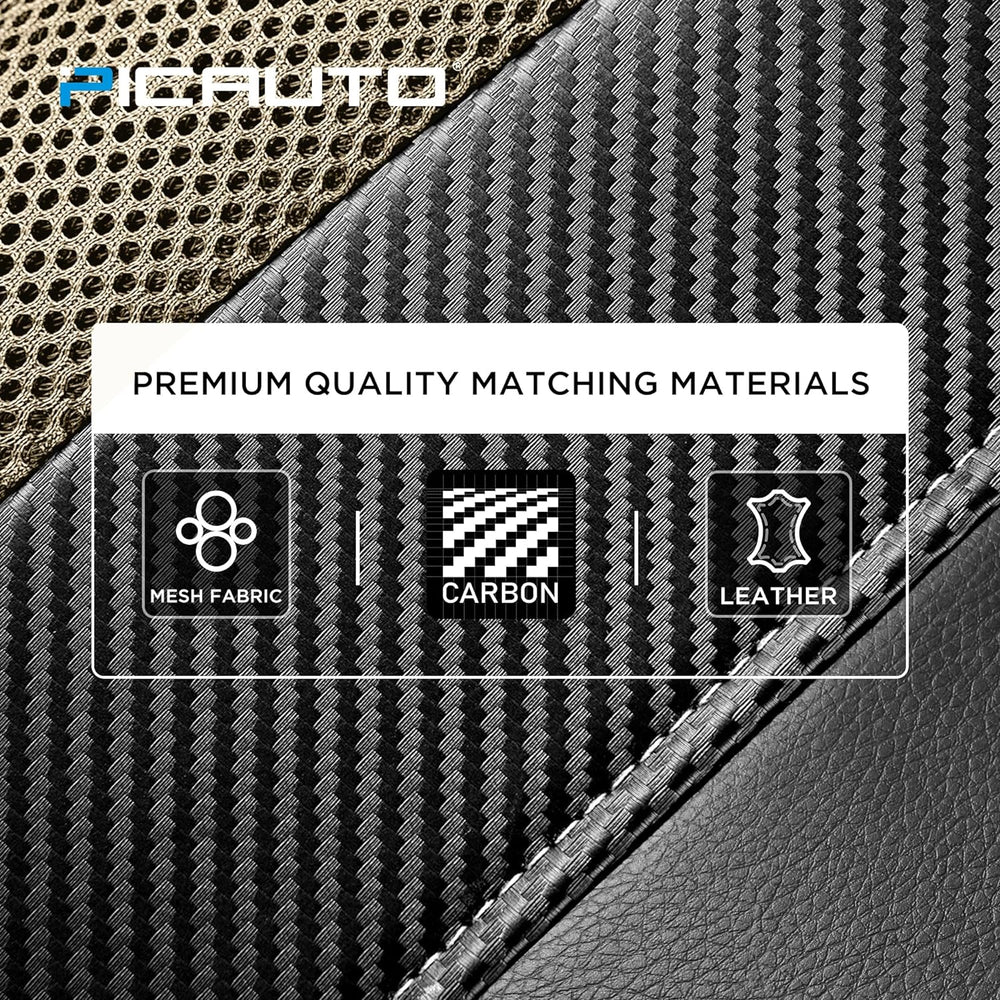 PIC AUTO Leather Car Seat Covers, Sports Carbon Fiber & Mesh Design, High...