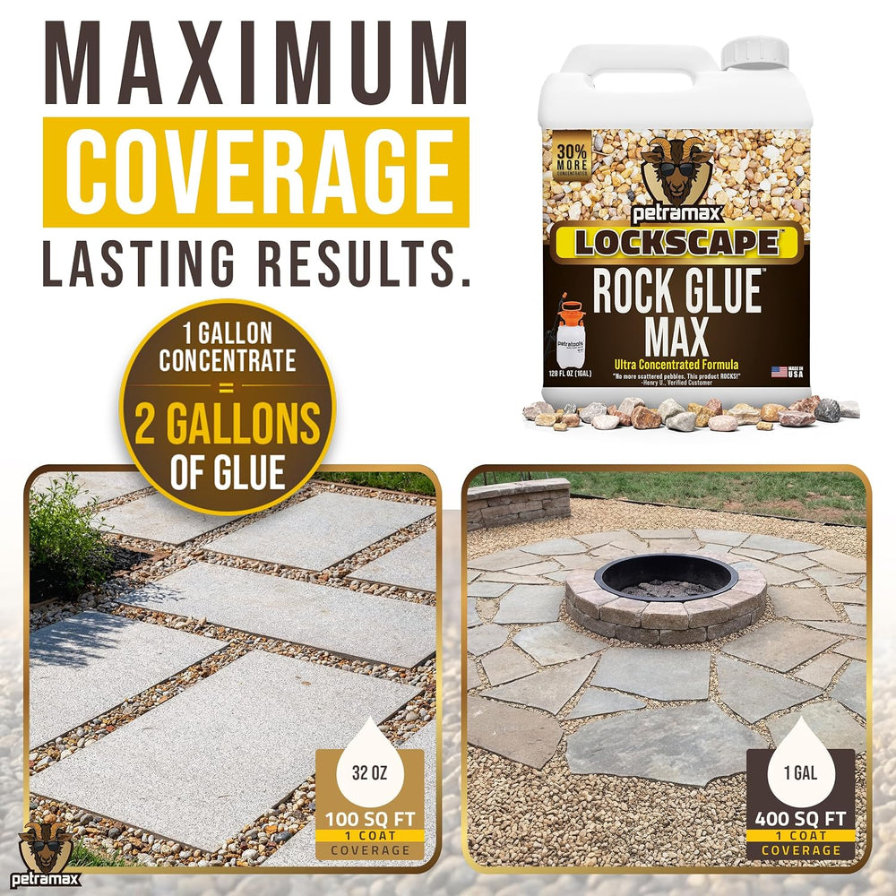 PetraMax Rock Glue for Landscaping, Pet-Safe & Non-Toxic, (1 Gal x 4)