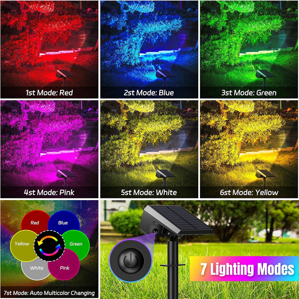 Halloween Solar Spot Lights Outdoor Waterproof, 10 Pack, 28 LED RGB