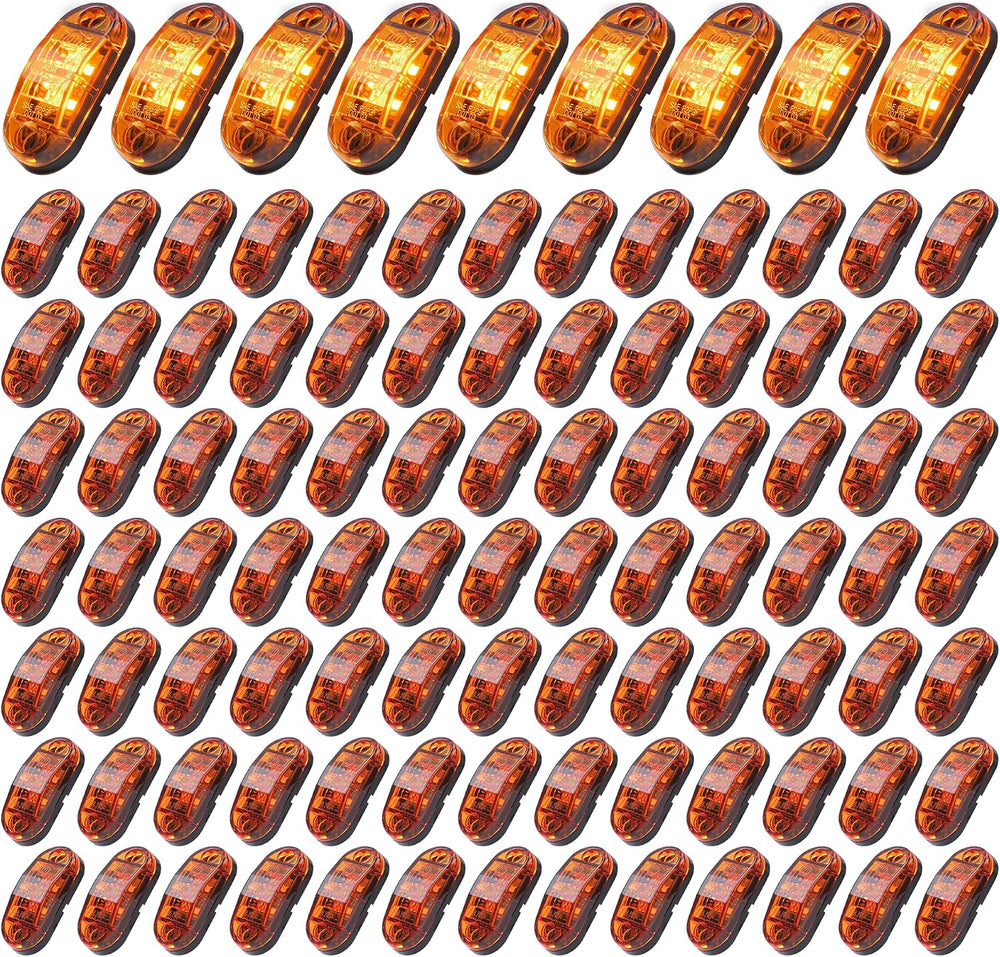 100 Pcs of 2.5 Inch Oval Amber Light 8LED Super Bright LED Trailer Lights Kit...