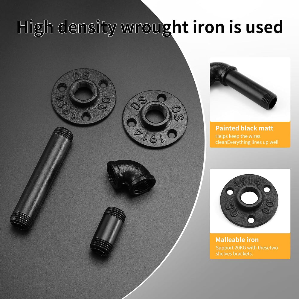 1/2" Pipe Shelf Bracket，Wall Mounted Floating Shelf Bracket, Steam Punk ...
