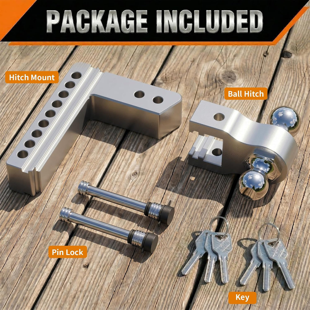 Adjustable Trailer Hitch for 2.5 Inch Receiver, 8 Inch Drop/Rise