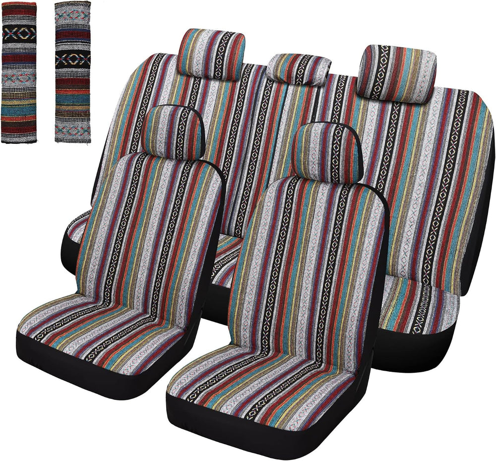 Pariitadin Baja Saddle Blanket Car Seat Covers Full Set with Seat Belt Pads, ...