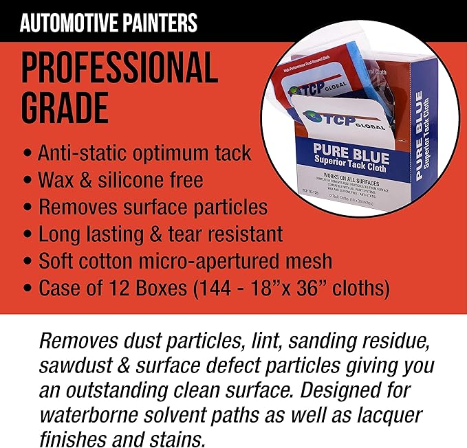TCP Global Pure Blue Superior Tack Cloth, Automotive & Woodworking, (144-...