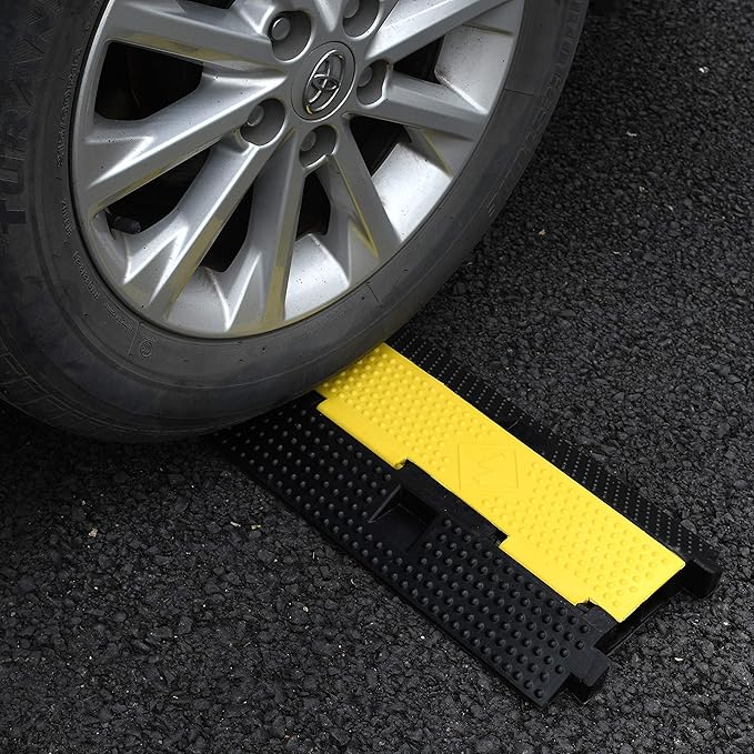 1 Pack Rubber Cable Ramp Hose Cable Protector Ramp 2 Channel 22000Lbs Load