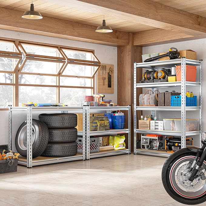 REIBII Garage Shelving, 5 Tier Storage Shelves Load 2020LBS, Adjustable Garag...