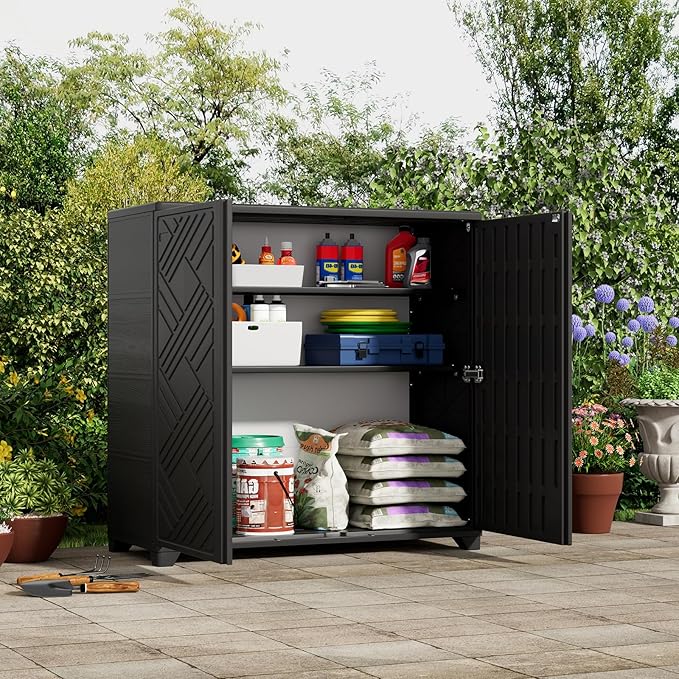 ZZM Indoor/Outdoor Storage Cabinet Waterproof, All Weather Outdoor Storage