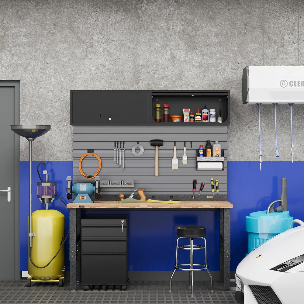 Fesbos Metal Storage Cabinet Black Wall Cabinets with Locking Door - Wall Mou...