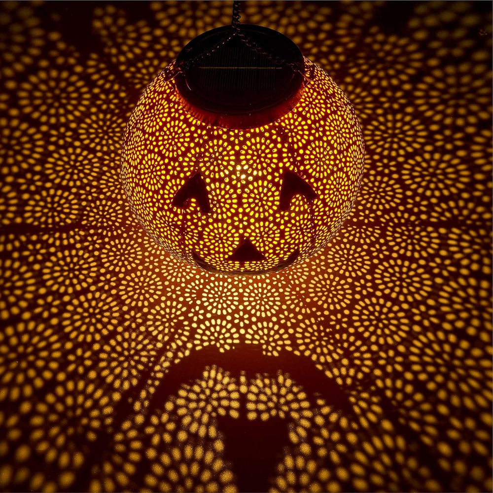 J-HVA 2-Pack Solar Halloween Pumpkin Lanterns Hanging Light,Halloween Decor