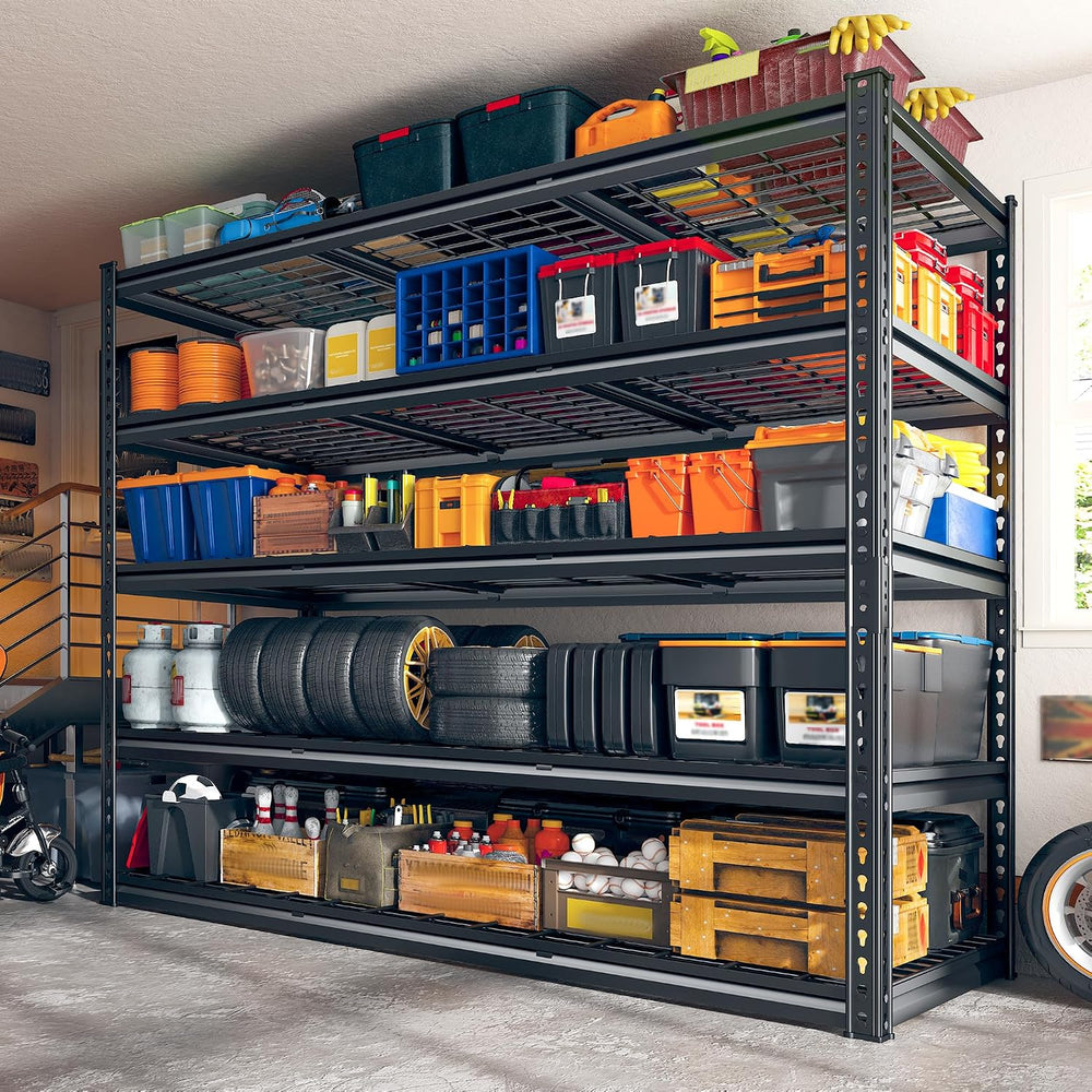REIBII 5 Tier Garage shelving Heavy Duty for Basement Warehouse Pantry