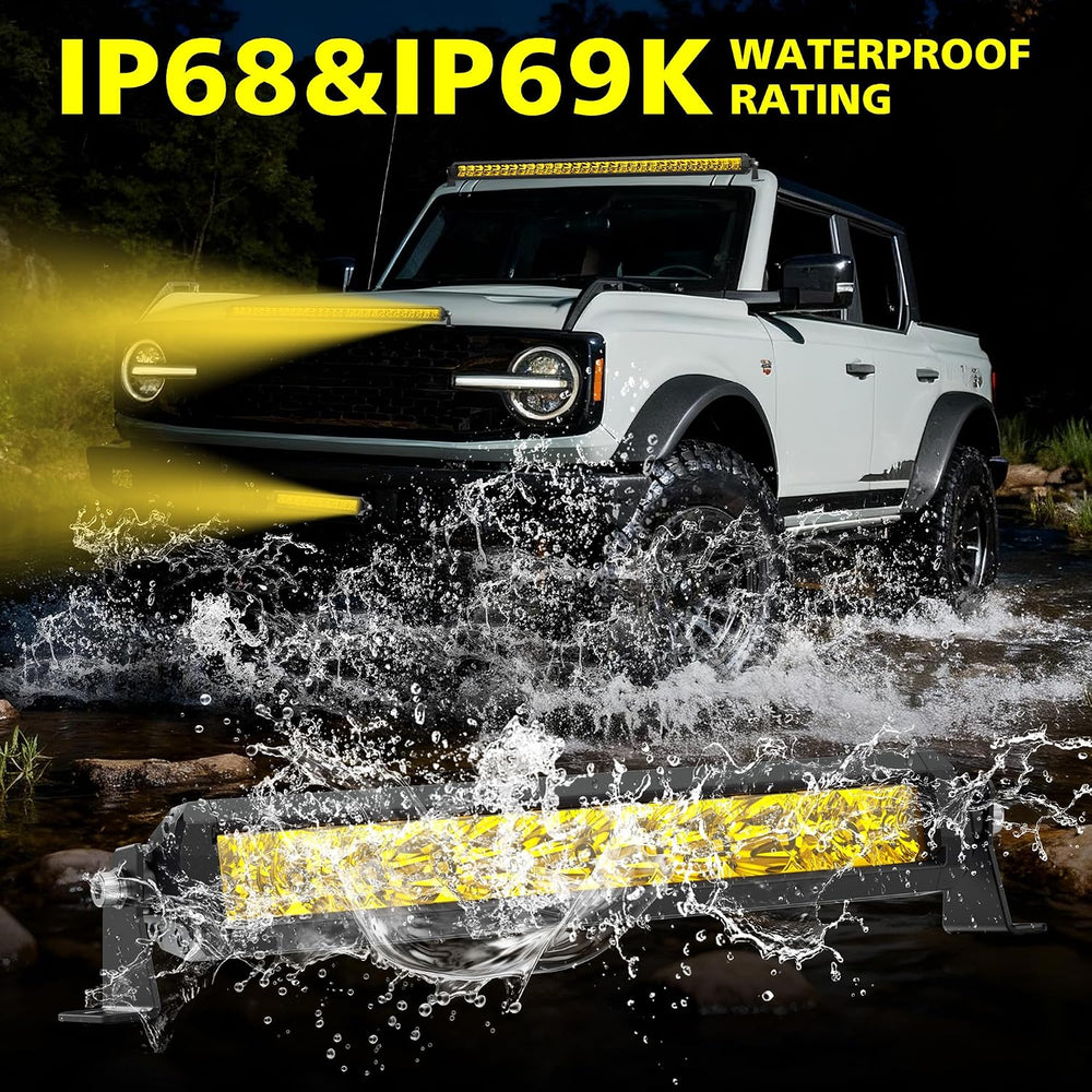4WDKING 12 Inch Amber LED Light Bar 50W Screwless Spot Flood Combo Offroad