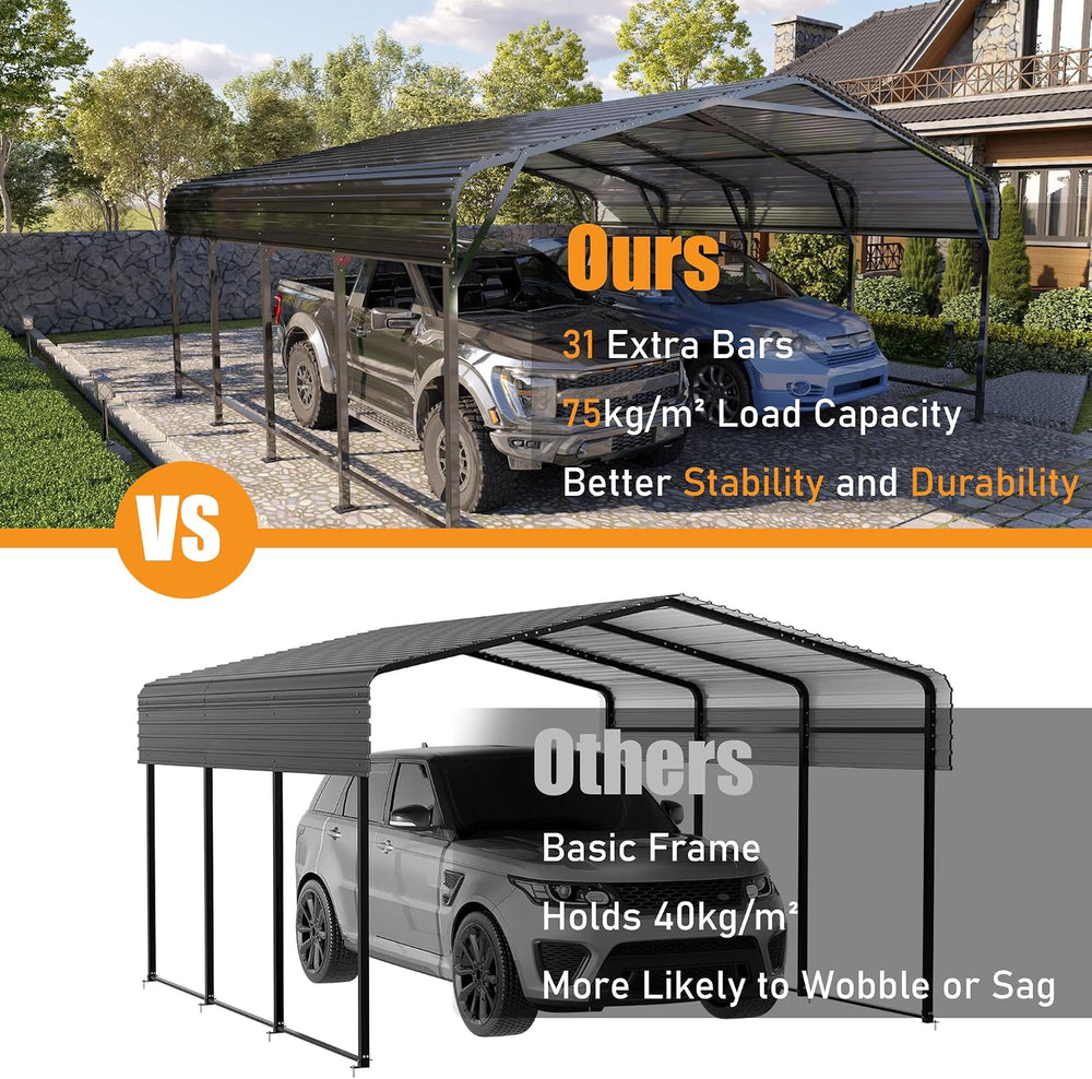 MNLR 20x20 FT Heavy Duty Metal Carport with Galvanized Steel