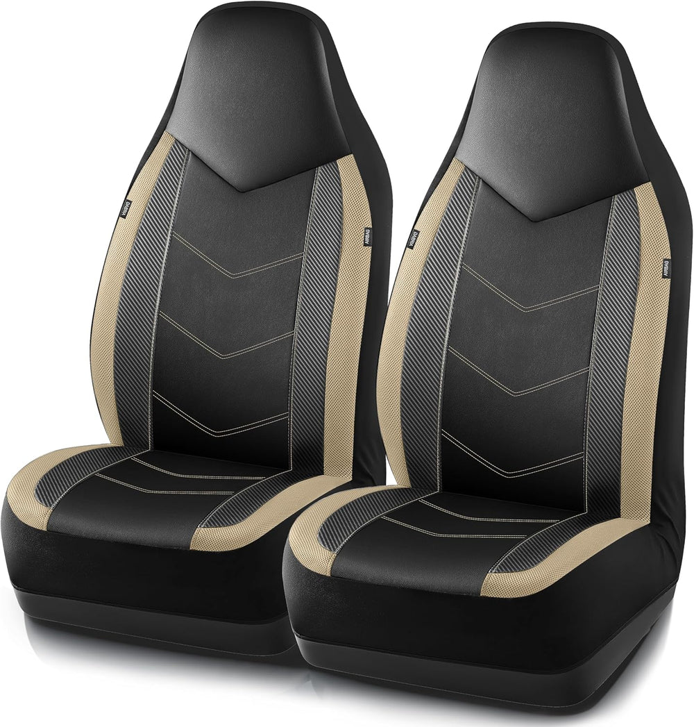 PIC AUTO Leather Car Seat Covers, Sports Carbon Fiber & Mesh Design, High...