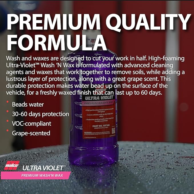 Malco Ultra Violet Premium Wash'n Wax – Best 2-In-1 Car Wash and Wax/Clea...