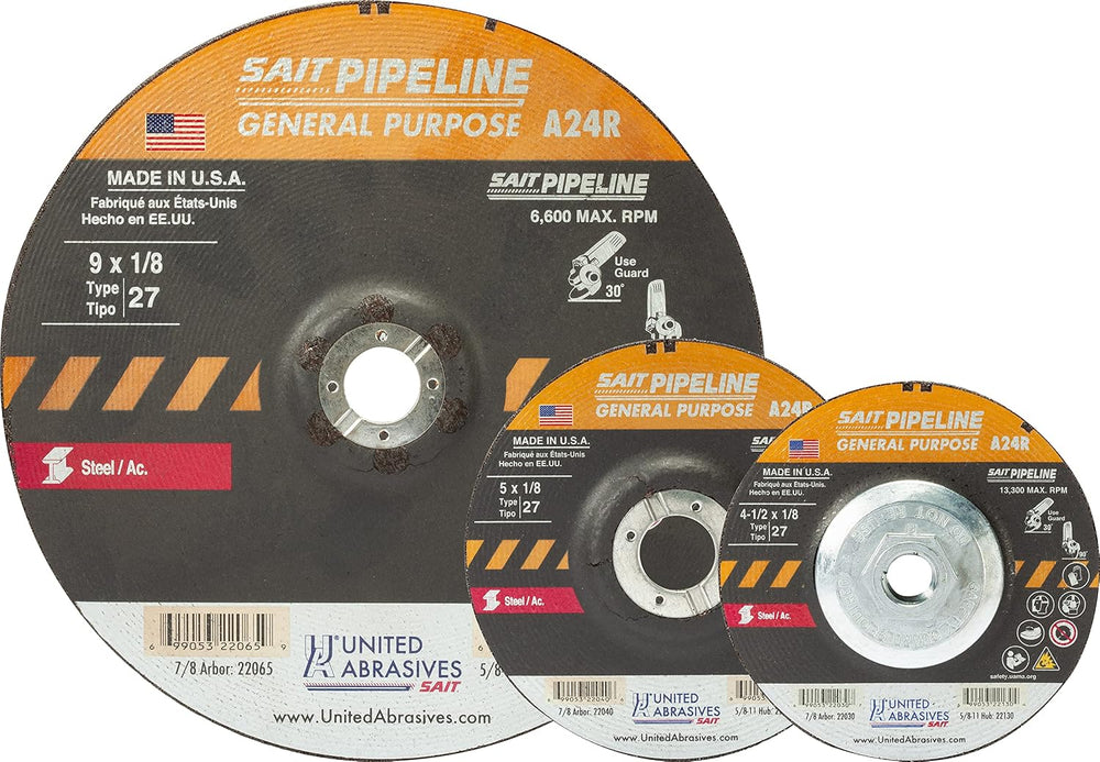 United Abrasives-SAIT 22030 A24R General Purpose Pipeline Wheel (Type 27 Depr...