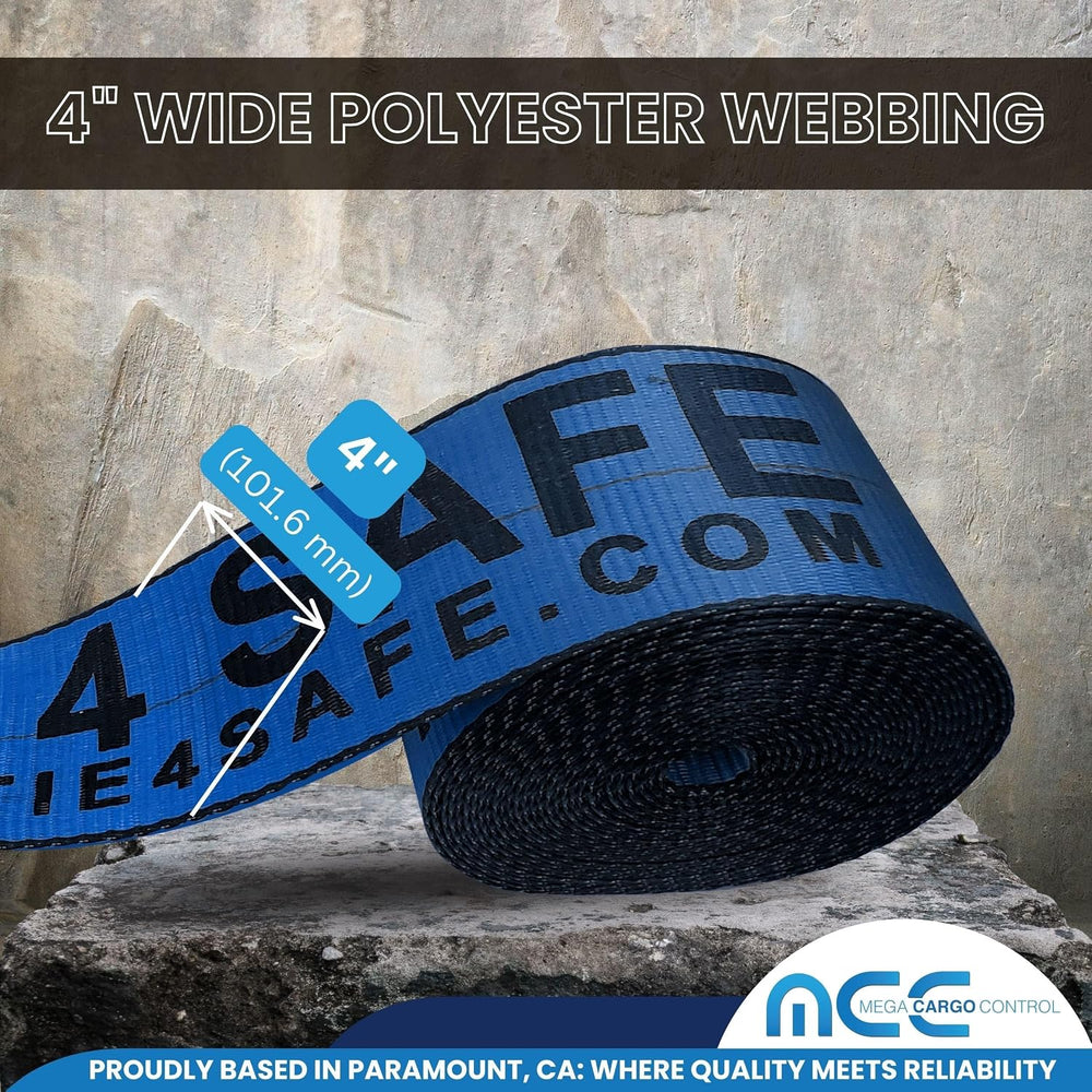 Mega Cargo Control 4" Flatbed Winch Straps with Loop Ends - 5,400 Lbs WL...