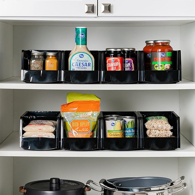 IRIS USA Plastic Shelf Bins Stackable Open Front Storage Bins Plastic Hanging...