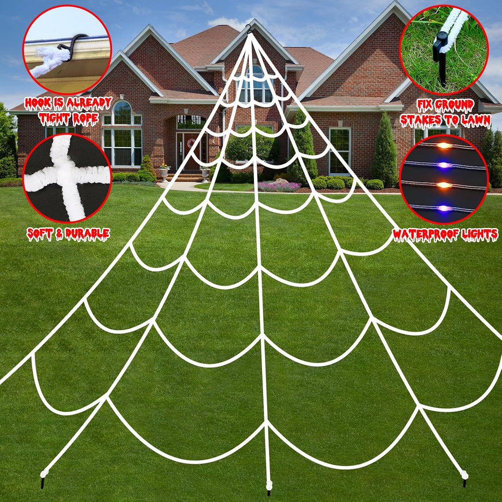 Halloween Decorations Outdoor Spider Web: Giant Light Up Spider Web Decor